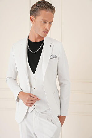 C 678 Comfort Fit Gofre Kumaş Pamuk Yelekli Casuel Taş Ceket