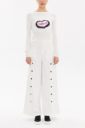 Ekru Kayık yaka örme bluz 18509 | 38