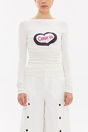 Ekru Kayık yaka örme bluz 18509 | 38