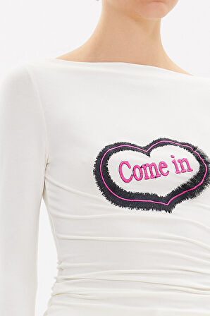 Ekru Kayık yaka örme bluz 18509 | 38