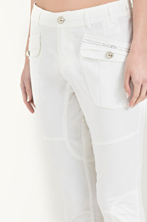 Beyaz Kargo cepli pantolon 40485 | 38