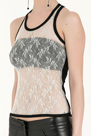 Siyah Dantelli örme bluz 18542 | 40