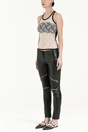 Siyah Dantelli örme bluz 18542 | 46