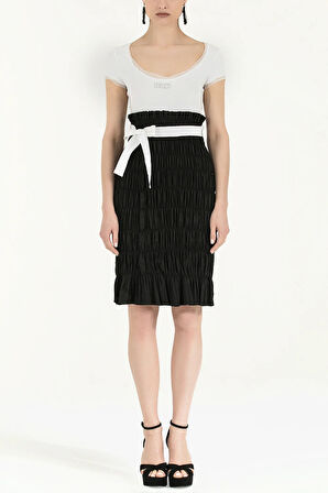 Beyaz Kol ve yaka tül mini elbise 90484 | 42