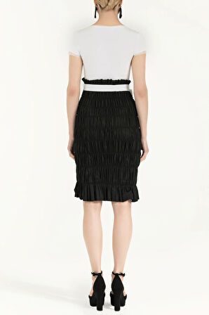 Beyaz Kol ve yaka tül mini elbise 90484 | 42