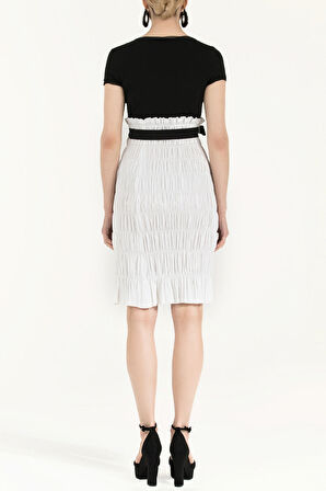 Siyah Kol ve yaka tül mini elbise 90484 | 44