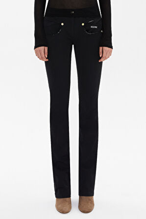 Siyah Metal aksesuarlı pantolon 40571 | 38