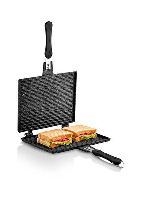 FMS D3001 Büyük Döküm Ocak Üstü El Tost Makinesi Siyah 20x26cm