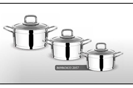 FMS Silindir 6 Parça Çelik Güveç Mini Tencere Set Metal 5008