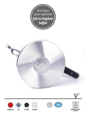 FMS Mega Orta Boy Çelik Çaydanlık Siyah 4072