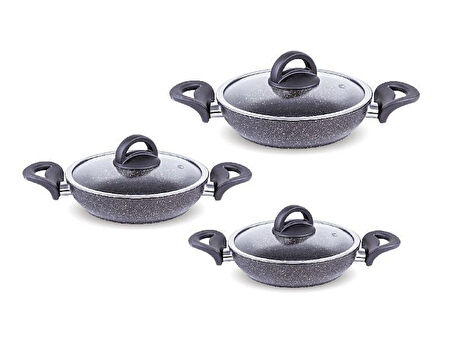 FMS G5001GLX Galaxy 6 Parça Granit Omlet Set Gri