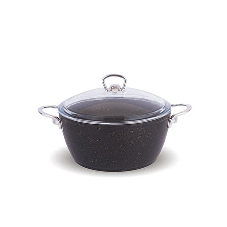 FMS G1004GLXS Galaxy 24 Cm Derin Granit Tencere Siyah Metal