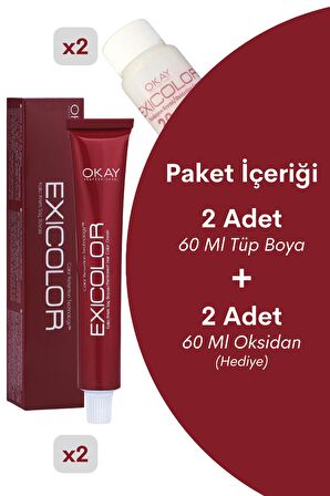 Exicolor Saç Boyası Tüp 60 Ml 7 Kumral 2 Adet (Oksidan Hediyeli 4'lü Set)