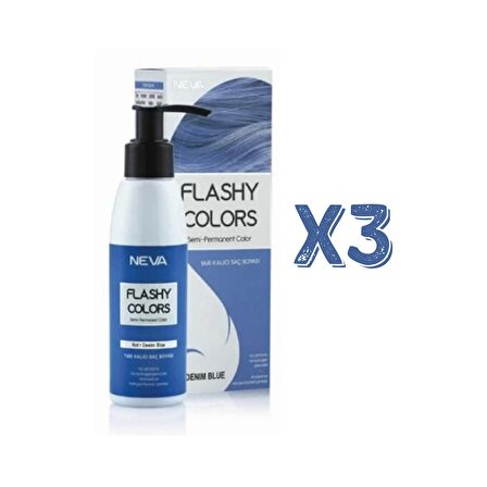 Neva Flashy Colors Yarı Kalıcı Saç Boyası 100 Ml Kot Rengi 3 Adet