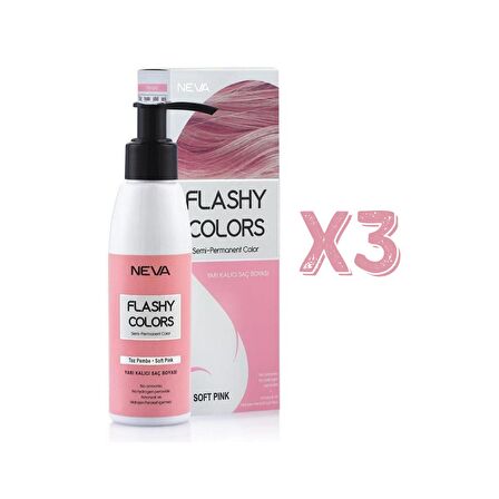 Neva Flashy Colors Yarı Kalıcı Saç Boyası 100 Ml Toz Pembe 3 Adet