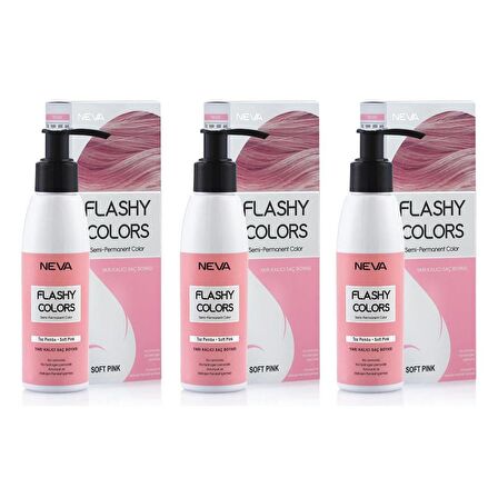 Neva Flashy Colors Yarı Kalıcı Saç Boyası 100 Ml Toz Pembe 3 Adet