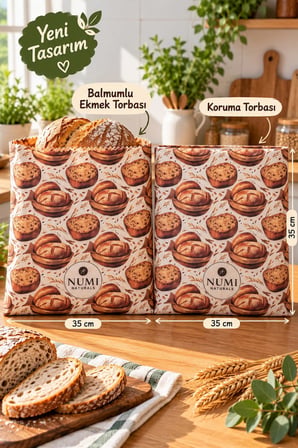 Numi Naturals Balmumlu Ekmek Saklama Torbası – 35X35 Cm 2Li Set