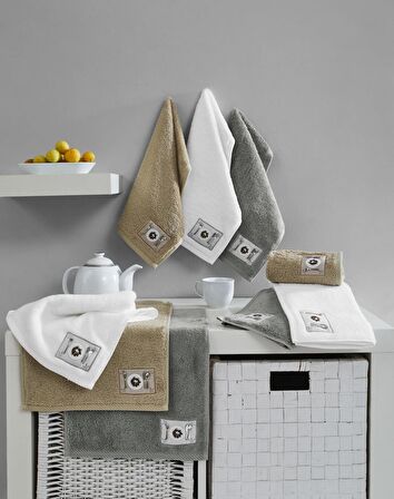 Soft Cotton 3'lü Havlu Seti Kitchen Bej