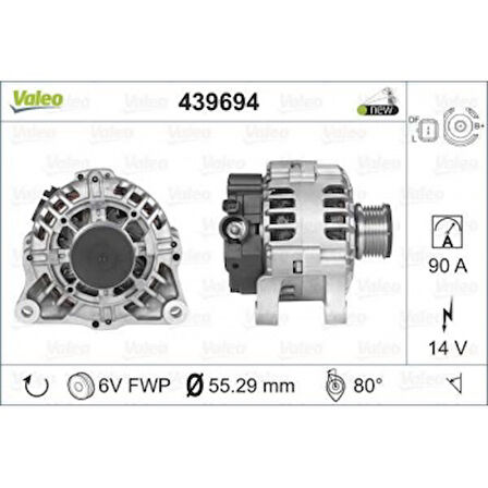 Psa Alternator 12v 90a Berlingo II Jumpy Expert Partner II Dw8b Klimalı (03 08) P207 Dv4td / Dv4c (1,4hd - Valeo 439694