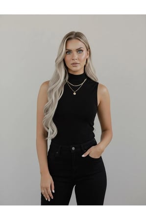 Kadın 4'lü Sıfır Kol Kolsuz Body VİSKON Boğazlı Body 4 Adet Balıkçı Siyah Renk