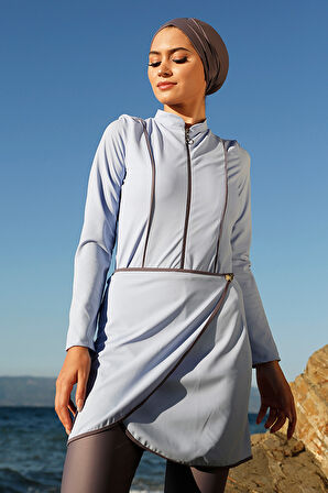 Remsa 3'lü Etekli Likralı Tam Kapalı Mayo 900-HLM-03 Mavi | 44