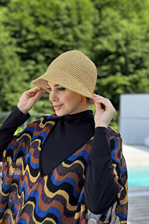 El Örgü Hasır Şapka RŞ-83 Camel | Standart