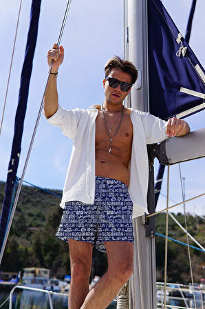 Erkek Havuz Deniz Şort Desenli 196 | M