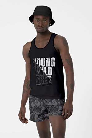 Erkek Havuz Deniz Şort Desenli 202 Siyah | L