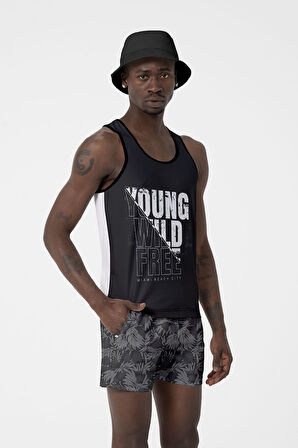 Erkek Havuz Deniz Şort Desenli 202 Siyah | L