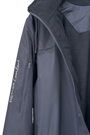 Erkek Kapüşonlu Rüzgar Geçirmez Cep Detaylı İçi Polar Kışlık Mont Lacivert RMNT01  | M