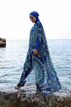 Mayo Üzerine Tek Pareo Kaftan 900-301-P | Standart