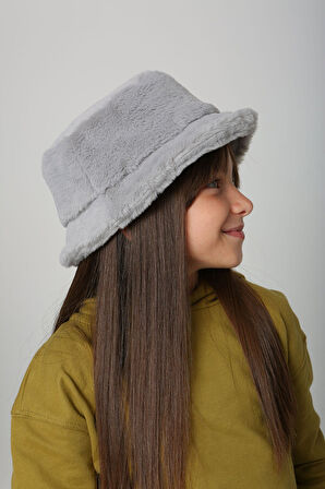 Çocuk Peluş Bucket Şapka RKŞ-Ç-01 Gri | Standart