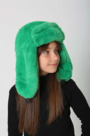 Çocuk Çıtçıtlı Kürklü Kulaklıklı Peluş Bere Şapka RKŞ-Ç-03 Benetton | Standart