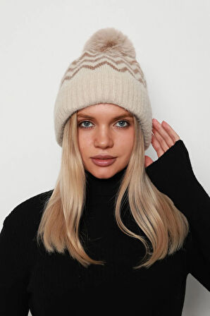 Zigzag Desenli Kadın Bere RKŞ-19 Bej | Standart