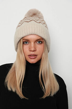 Zigzag Desenli Kadın Bere RKŞ-19 Bej | Standart