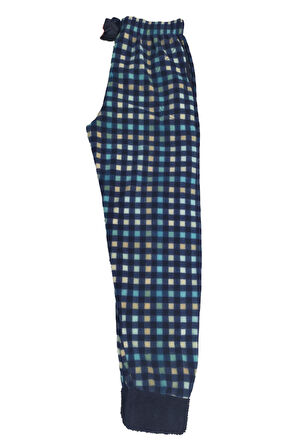 Kadın Polar Manşetli Pijama Tek Alt Kare 130 Lacivert | L