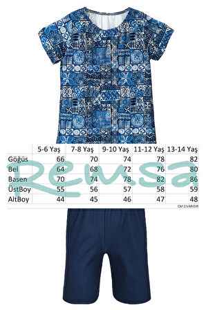 Kız Çocuk Kısa Kollu Likralı Taytlı Yarı Kapalı Mayo R5005 Rabia | 7-8 YAŞ