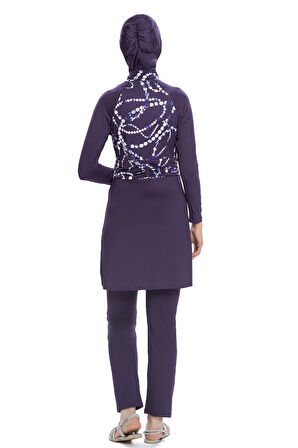Likralı Tam Kapalı Mayo 259-23 Mor | 38