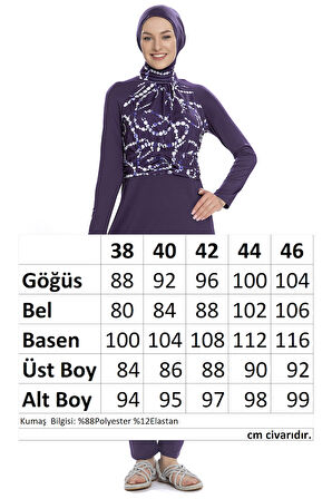 Likralı Tam Kapalı Mayo 259-23 Mor | 38