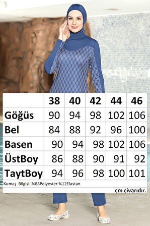 Likralı Tam Kapalı Tesettür Mayo 1272 Mavi | 38