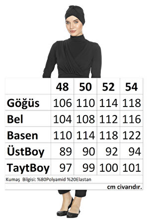 Büyük Beden Likralı Tam Kapalı Tesettür Mayo 1285 Siyah | 54