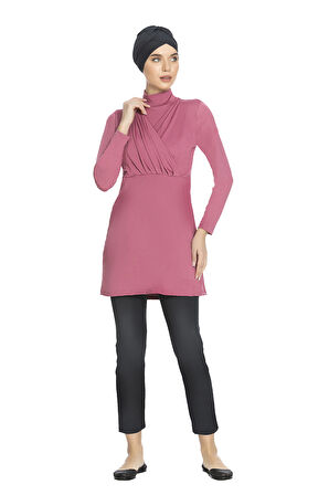 Büyük Beden Likralı Tam Kapalı Tesettür Mayo 1285 Pembe | 50