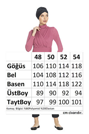 Büyük Beden Likralı Tam Kapalı Tesettür Mayo 1285 Pembe | 50
