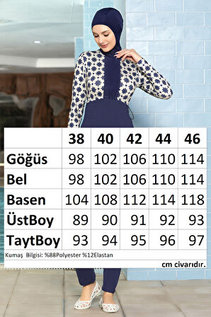 Likralı Tam Kapalı Tesettür Mayo 1271-180 Lacivert | 38