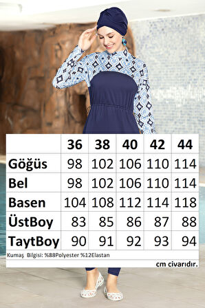 Likralı Tam Kapalı Tesettür Mayo 1256-170 Lacivert | 44