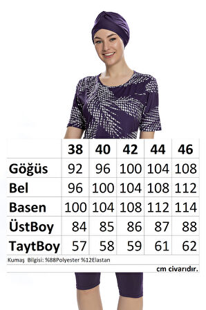 Kısa Kol Taytlı Yarı Kapalı Mayo 206-23 Mor | 46