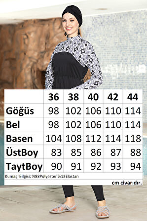 Likralı Tam Kapalı Tesettür Mayo 1256-169 Siyah | 36