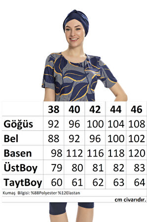 Kısa Kol Taytlı Yarı Kapalı Mayo 202-504 Lacivert | 40