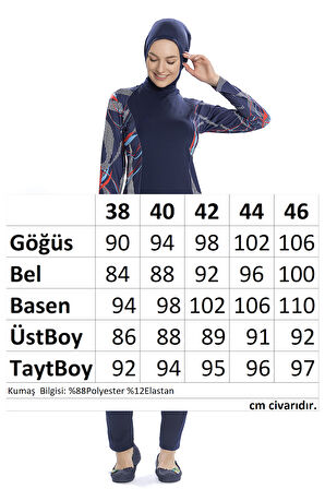 Likralı Tam Kapalı Tesettür Mayo 266 02 Lacivert | 40