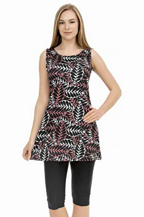 Sıfır Kol Taytlı Yarı Kapalı Mayo 116-511 Siyah | 40